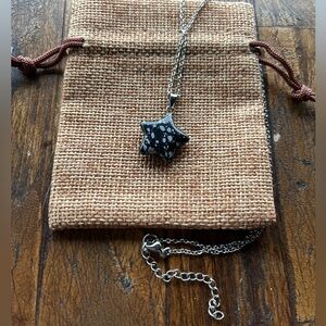Snowflake Obsidian Necklace Obsidian Pendant Star Necklace Crystal Necklace